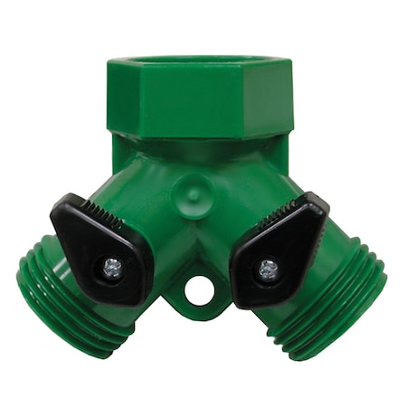 Jones Stephens Garden Hose Wye with Dual Shut-Off, Green ABS G20051